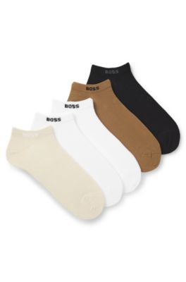 Lot de cinq paires de chaussettes basses en coton m&eacute;lang&eacute;, Fantaisie