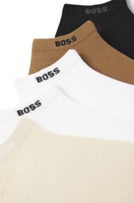 Lot de cinq paires de chaussettes basses en coton m&eacute;lang&eacute;, Fantaisie