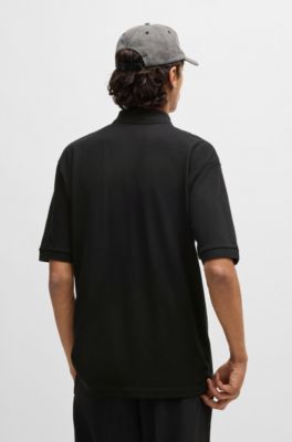 Polo de piqu&eacute; de algod&oacute;n con logo estampado, Negro