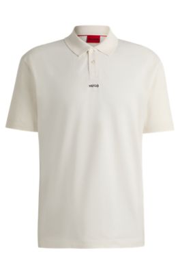 Shop Hugo Cotton-piqu Polo Shirt With Logo Print In White