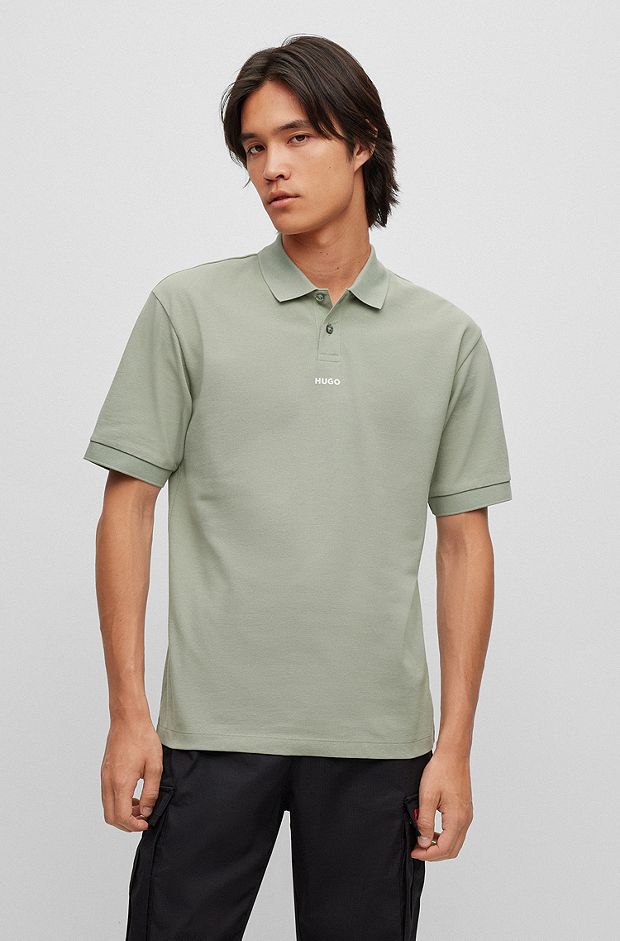 HUGO - Cotton-piqué polo shirt with logo print