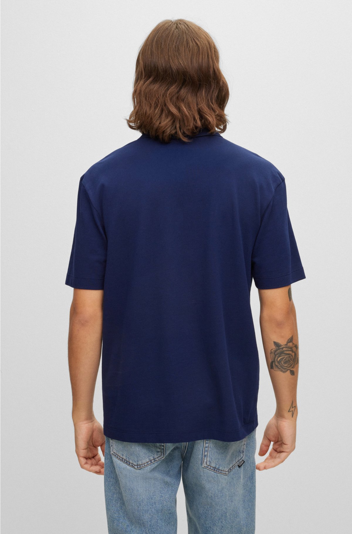 HUGO - Cotton-piqué polo shirt with a contrast logo