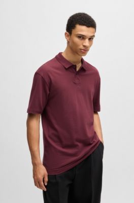 Polo de piqu&eacute; de algod&oacute;n con logo estampado, Rosa oscuro