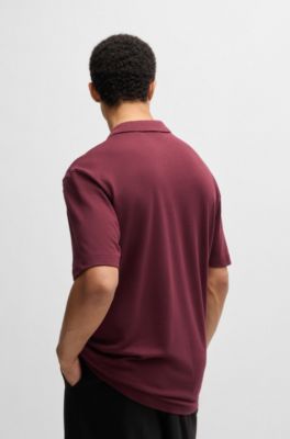 Polo de piqu&eacute; de algod&oacute;n con logo estampado, Rosa oscuro