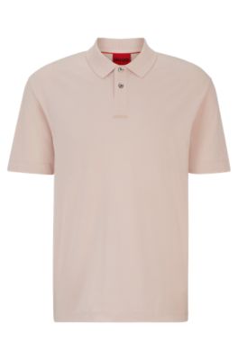 Shop Hugo Cotton-piqu Polo Shirt With Logo Print In Light Pink