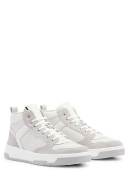 HUGO BOSS HIGH-TOP TRAINERS IN LEATHER WITH LOGO DETAILS