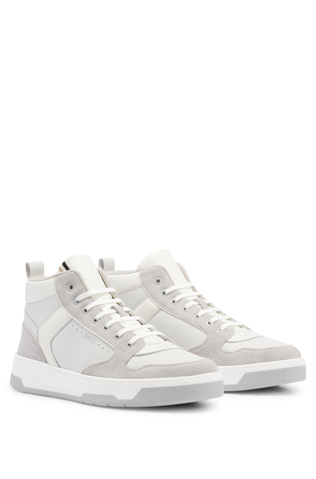 BOSS - High-top trainers in leather with logo details