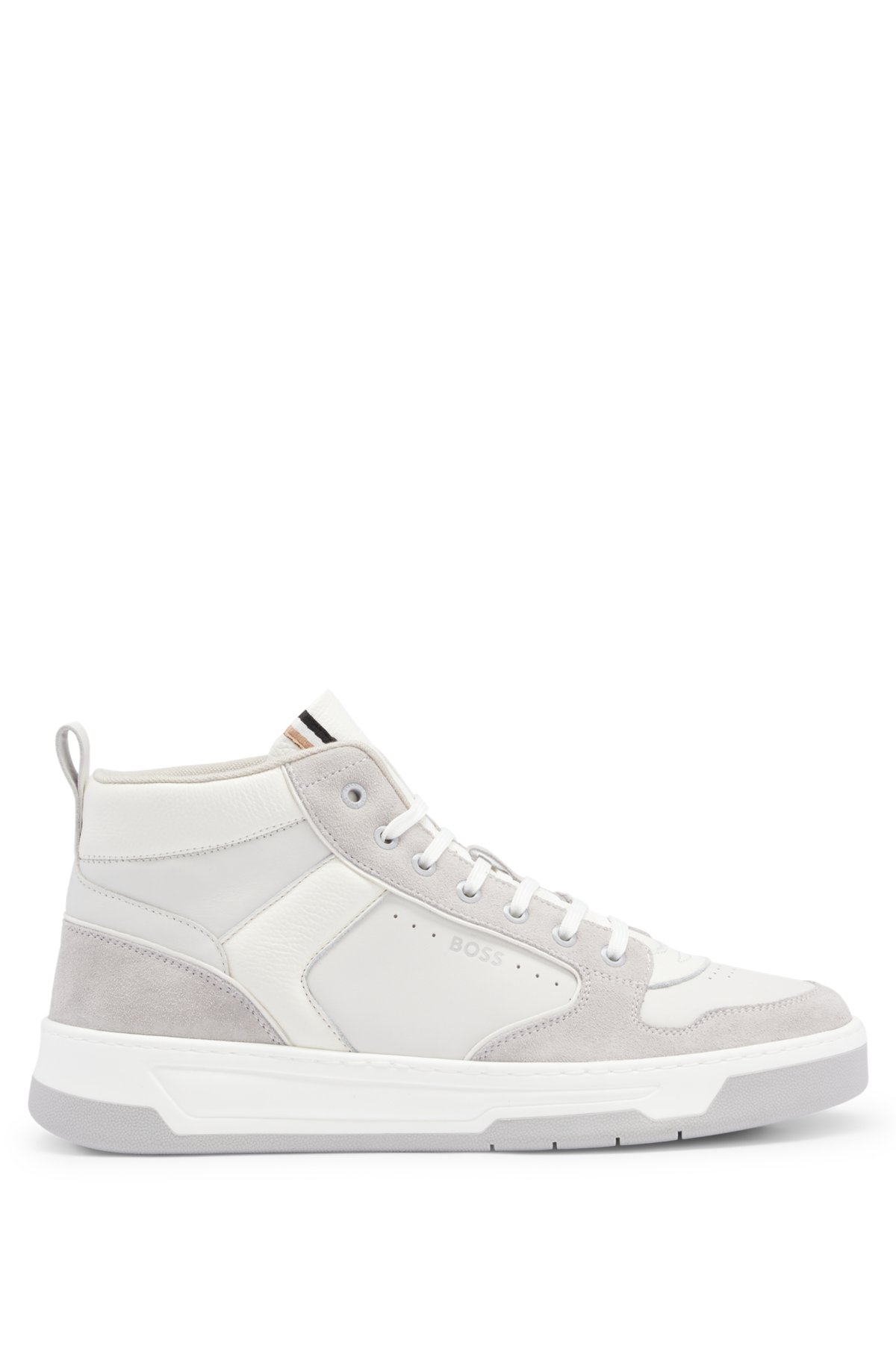 BOSS - High-top trainers in leather with logo details
