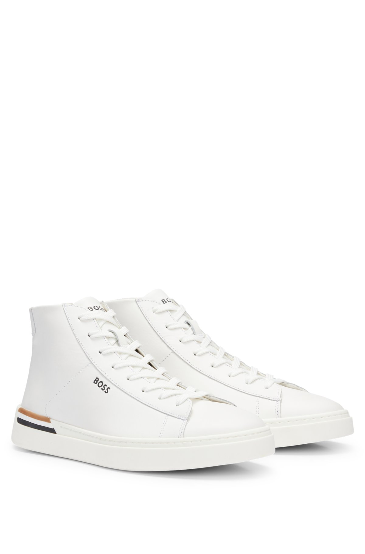 BOSS - trainers in smooth leather with signature stripe