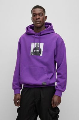BOSS - BOSS x Khaby Relaxed-fit cotton-blend hoodie with lenticular artwork