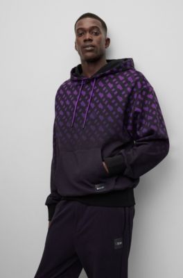 BOSS - BOSS x Khaby Relaxed-fit cotton-blend hoodie with gradient monograms
