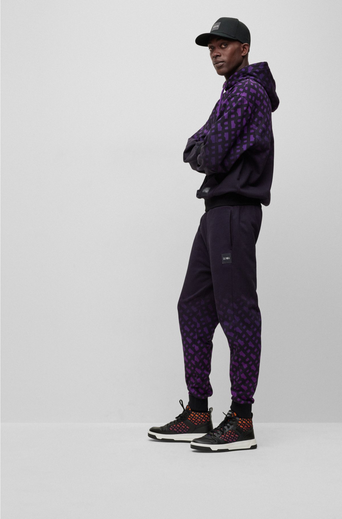BOSS - BOSS x Khaby Relaxed-fit tracksuit bottoms with gradient monograms