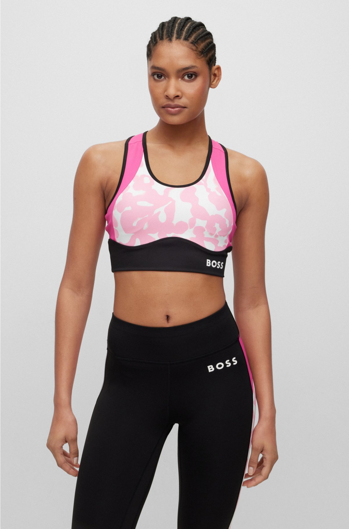 BOSS - BOSS x Alica Schmidt logo sports bra with color-blocking
