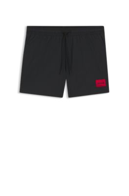 Short de bain &agrave; s&eacute;chage rapide avec &eacute;tiquette logo, Noir