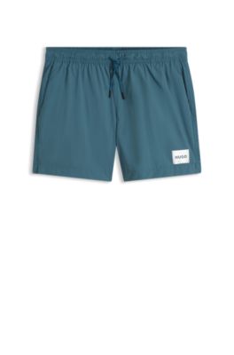 Quick-drying swim shorts in recycled material with logo, Turquoise