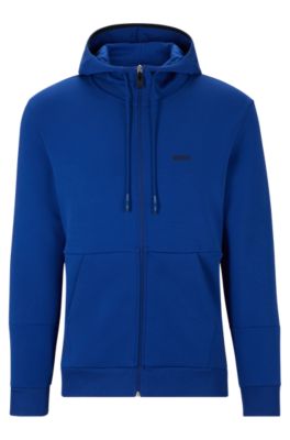 BOSS Cotton blend zip up hoodie with embroidered logo