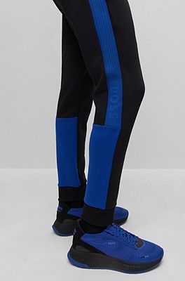 BOSS Cotton blend tracksuit bottoms with side stripe tape