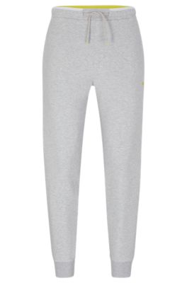 HUGO BOSS COTTON-BLEND TRACKSUIT BOTTOMS WITH SIDE-STRIPE TAPE