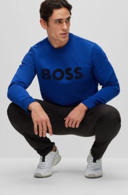 BOSS - Cotton-blend sweatshirt with 3D logo embroidery