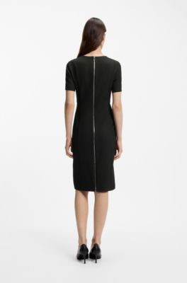 Stretch dress with V neckline, Black