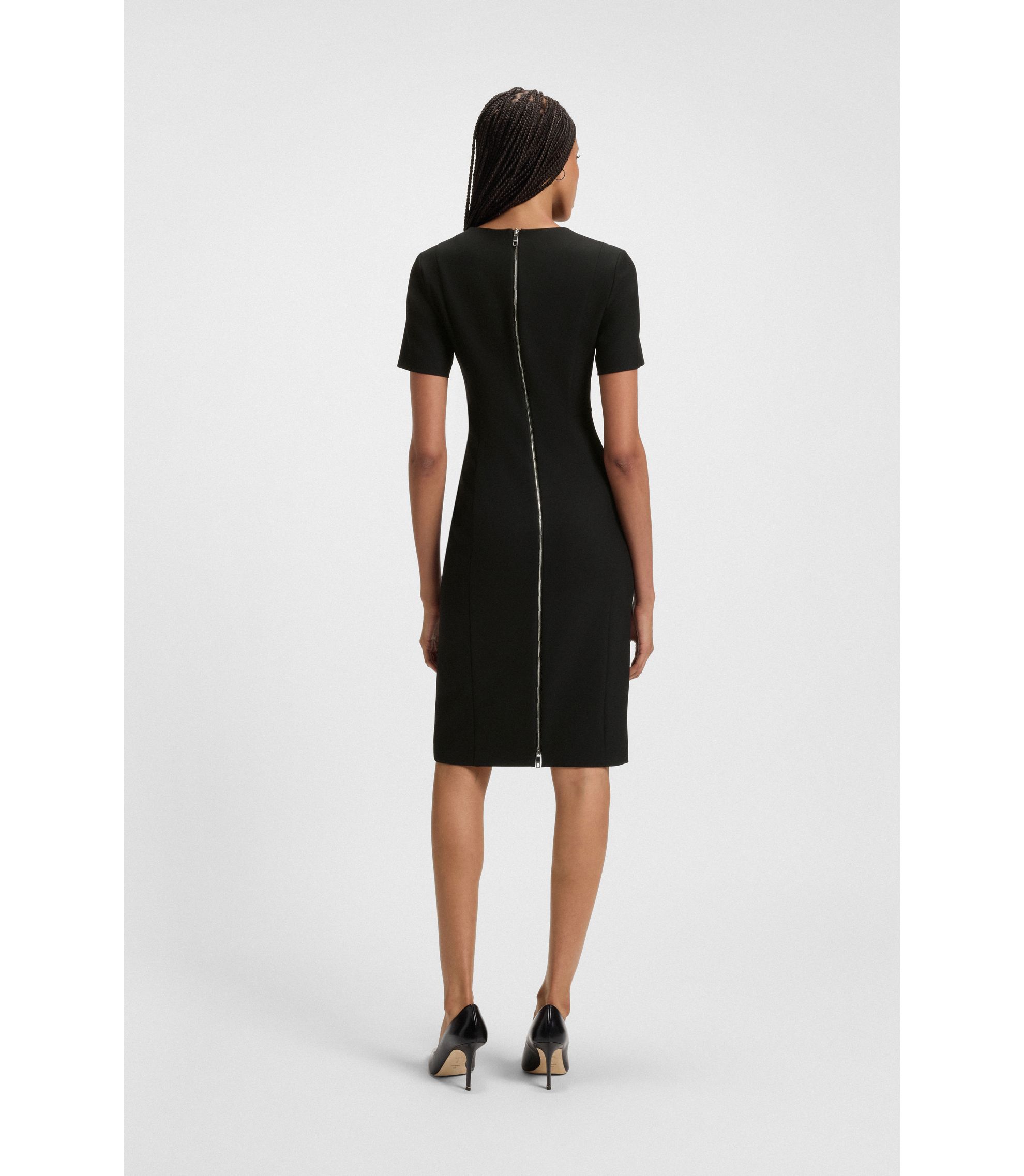 BOSS - V-neck dress in stretch fabric - Black