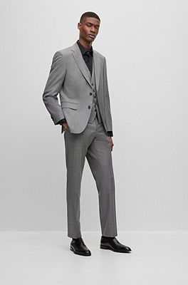 BOSS - Regular-fit three-piece suit in virgin-wool serge