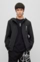 Water-repellent hooded jacket with vertical logo, Black