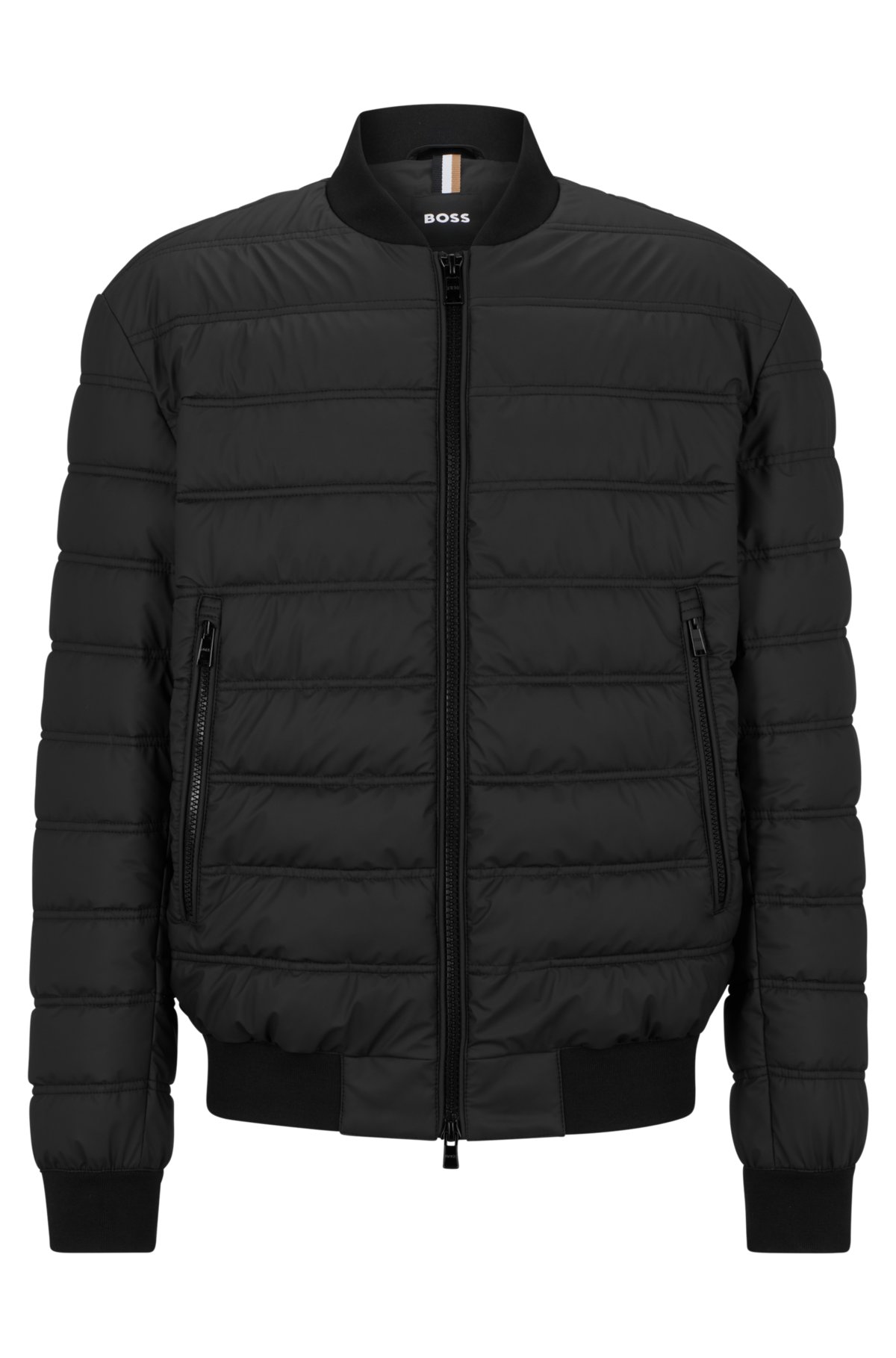 Water-repellent puffer jacket with two-way zip
