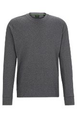 Interlock-cotton sweatshirt with logo detail and crew neckline, Grey
