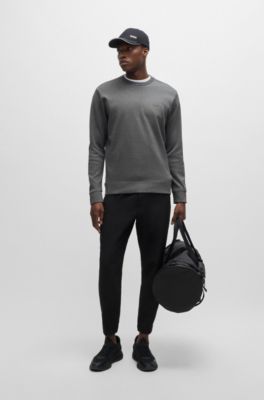 Sudadera de algod&oacute;n interlock con detalle de logo y cuello redondo, Gris