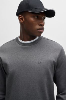 Sudadera de algod&oacute;n interlock con detalle de logo y cuello redondo, Gris