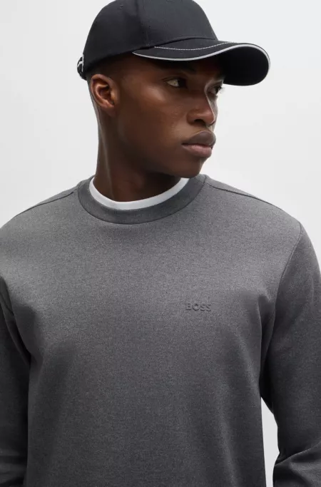 Interlock-cotton sweatshirt with logo detail and crew neckline