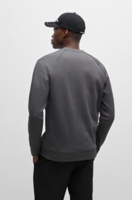 Sudadera de algod&oacute;n interlock con detalle de logo y cuello redondo, Gris