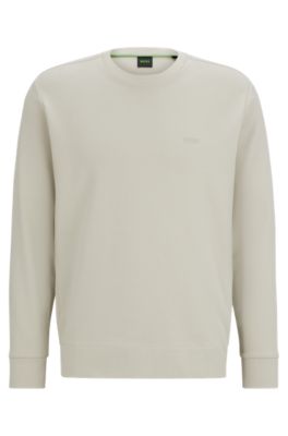 Hugo Boss Interlock-cotton Sweatshirt With Logo Detail And Crew Neckline In Light Beige