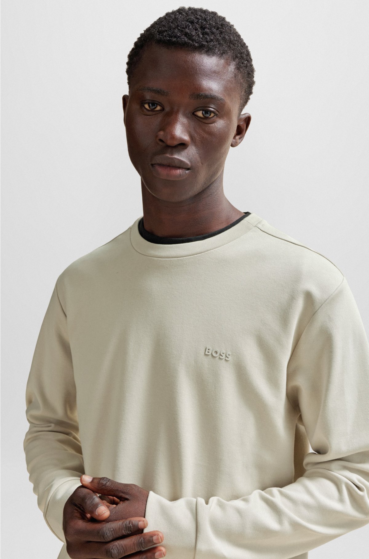 BOSS - Interlock-cotton sweatshirt with logo detail and crew neckline
