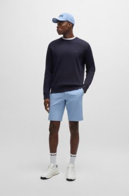 Interlock-cotton sweatshirt with logo detail and crew neckline, Dark Blue