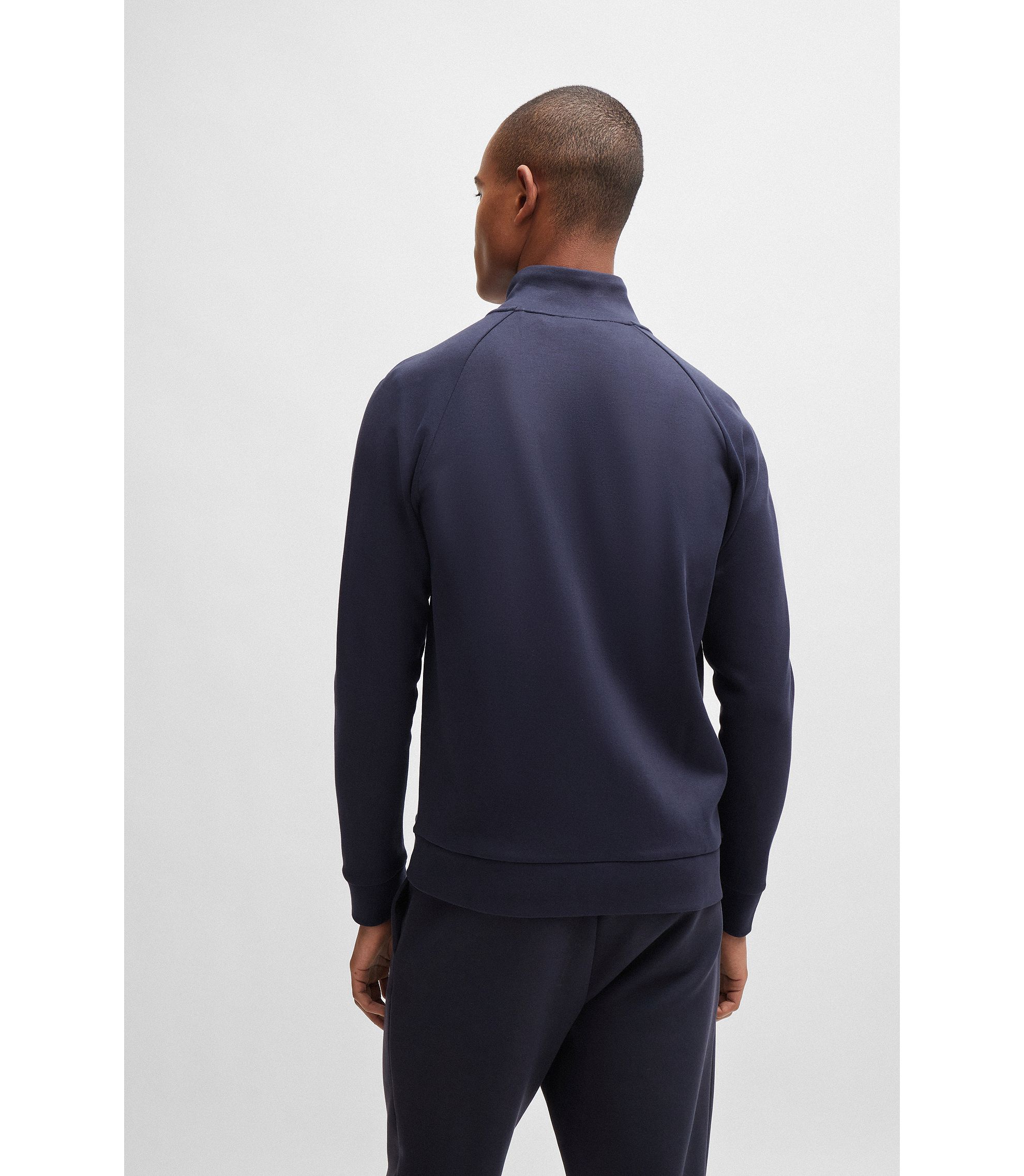 BOSS - Zip-up sweatshirt in interlock cotton with tonal logo BOSS - Zip-up sweatshirt in interlock cotton with tonal logo