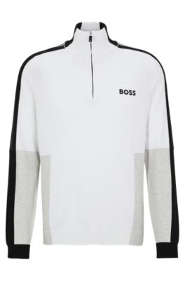 BOSS Zip neck sweater with color blocking