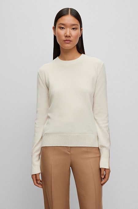 Crew-neck sweater in cashmere, Patterned