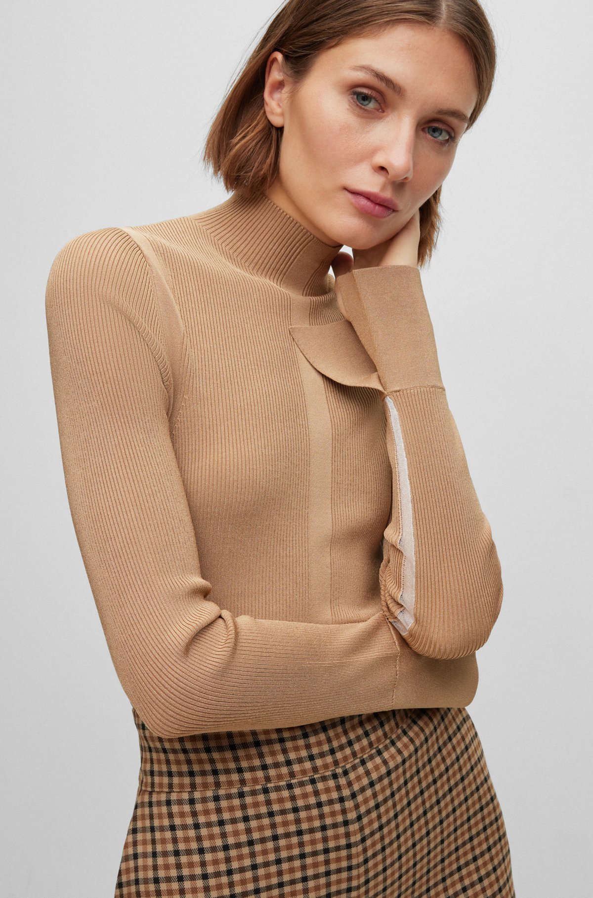 High-neck sweater in a ribbed knit