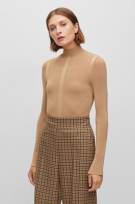 BOSS - High-neck sweater in a ribbed knit