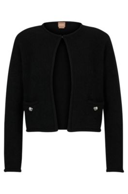 BOSS - Open-front cardigan with buttoned pockets