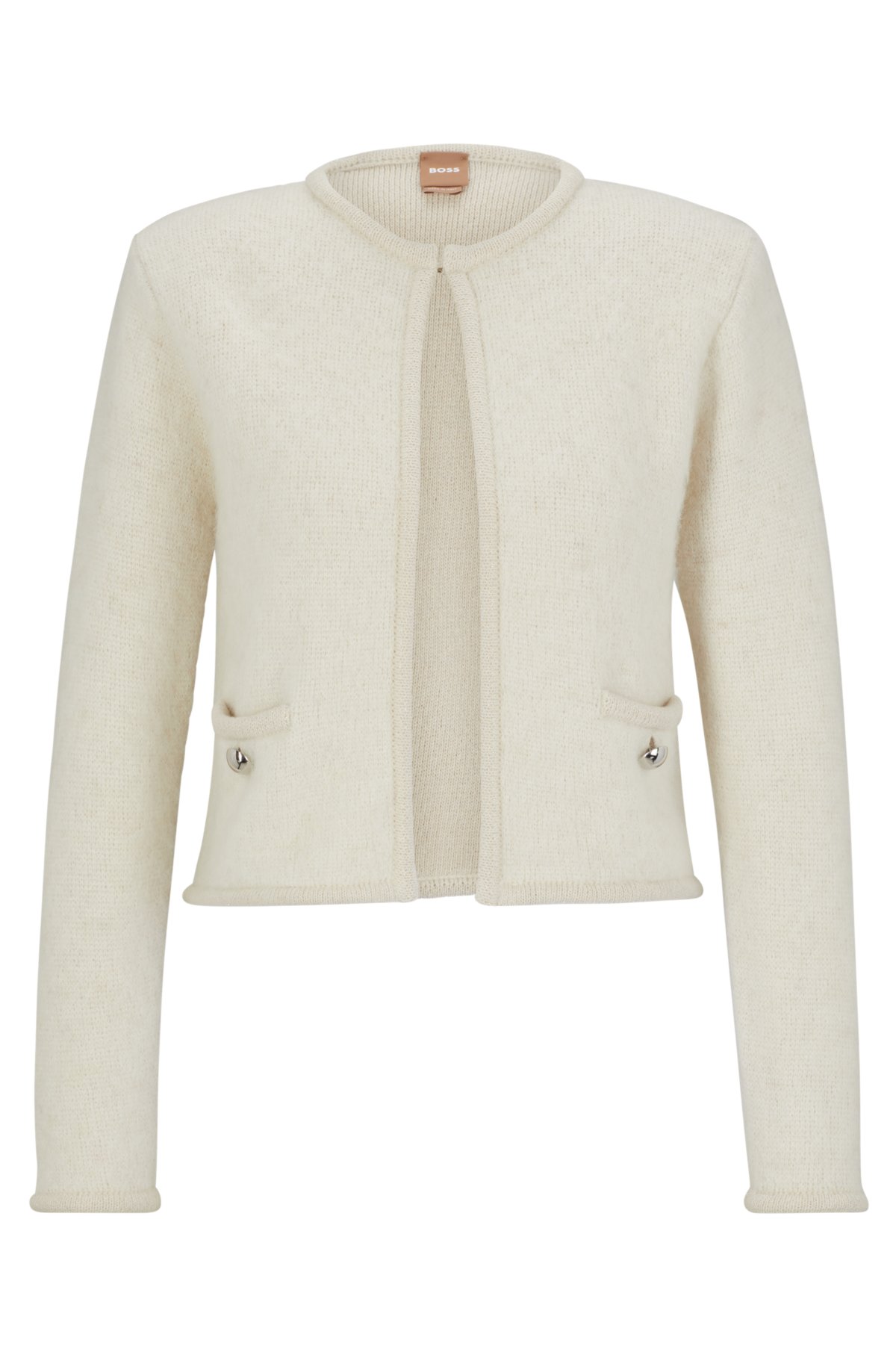 BOSS - Open-front cardigan with buttoned pockets
