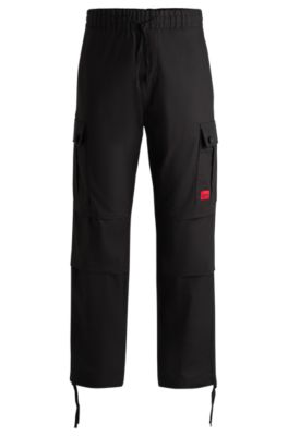 Hugo Regular-fit Cargo Trousers In Ripstop Cotton In Black