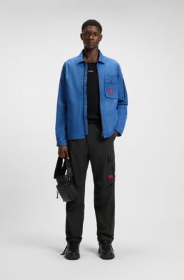 Pantalones cargo slim fit en algod&oacute;n antidesgarros, Negro