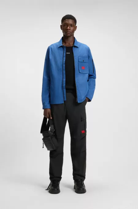 Slim-fit cargo trousers in ripstop cotton