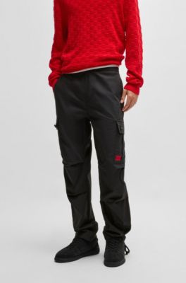 Pantalones cargo slim fit en algod&oacute;n antidesgarros, Negro