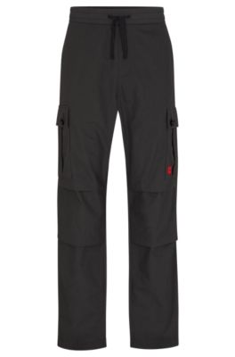 Hugo Regular-fit Cargo Trousers In Ripstop Cotton In Dark Grey