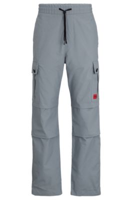 Hugo Regular-fit Cargo Trousers In Ripstop Cotton In Grey