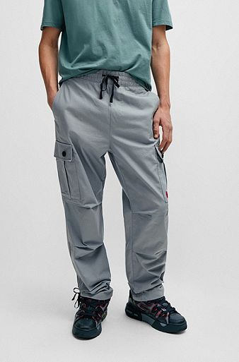 Regular-fit cargo trousers in ripstop cotton, Grey